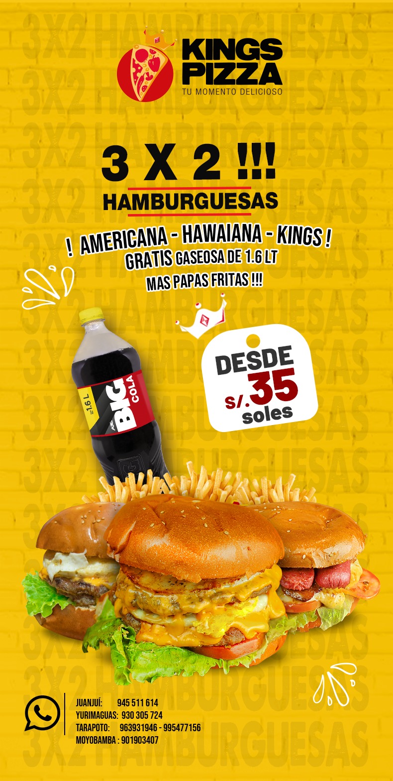 PROMOCION 3X2 HAMBURGUESAS