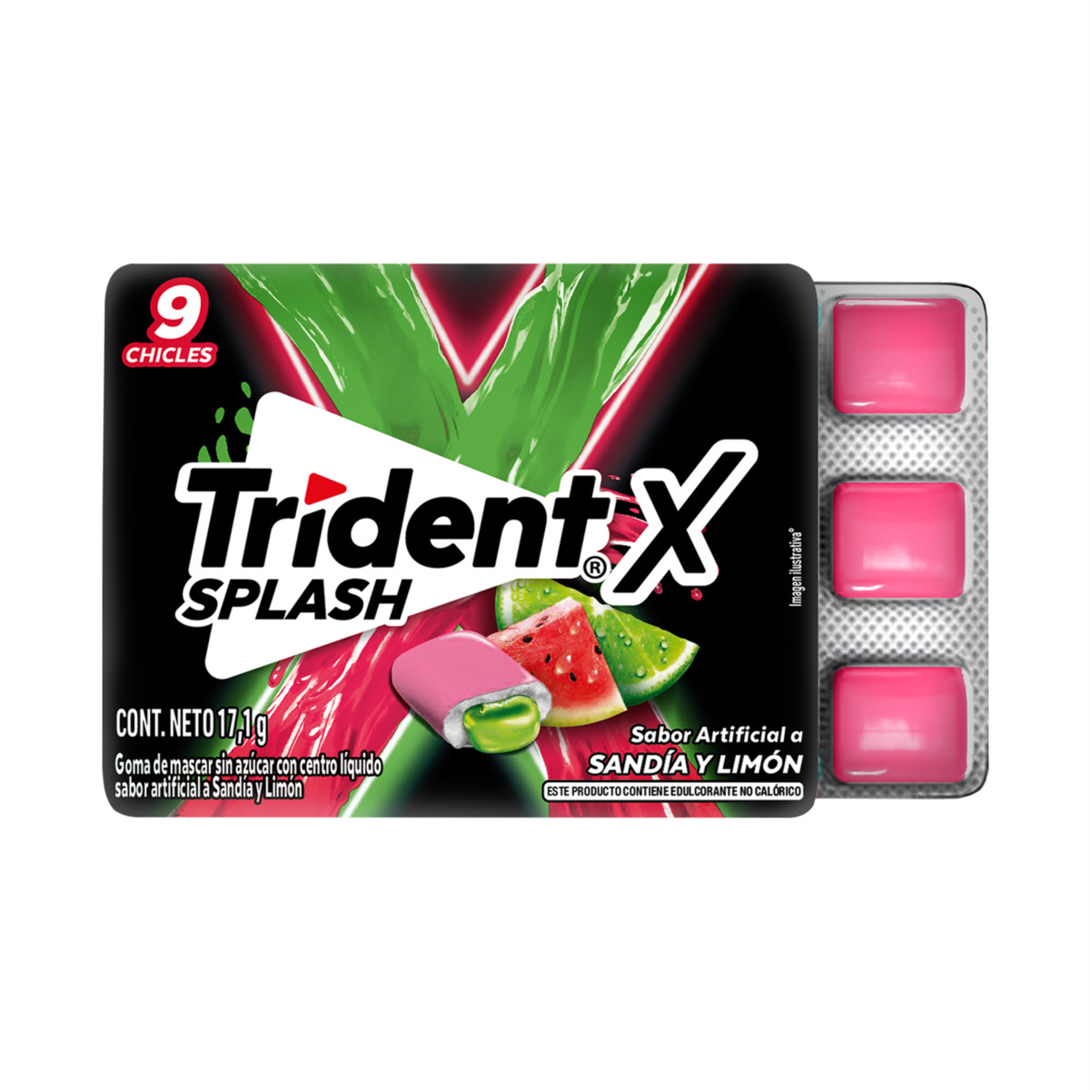 TRIDENT SPLASH SANDIA Y LIMON - 9 CHICLES 17.1G