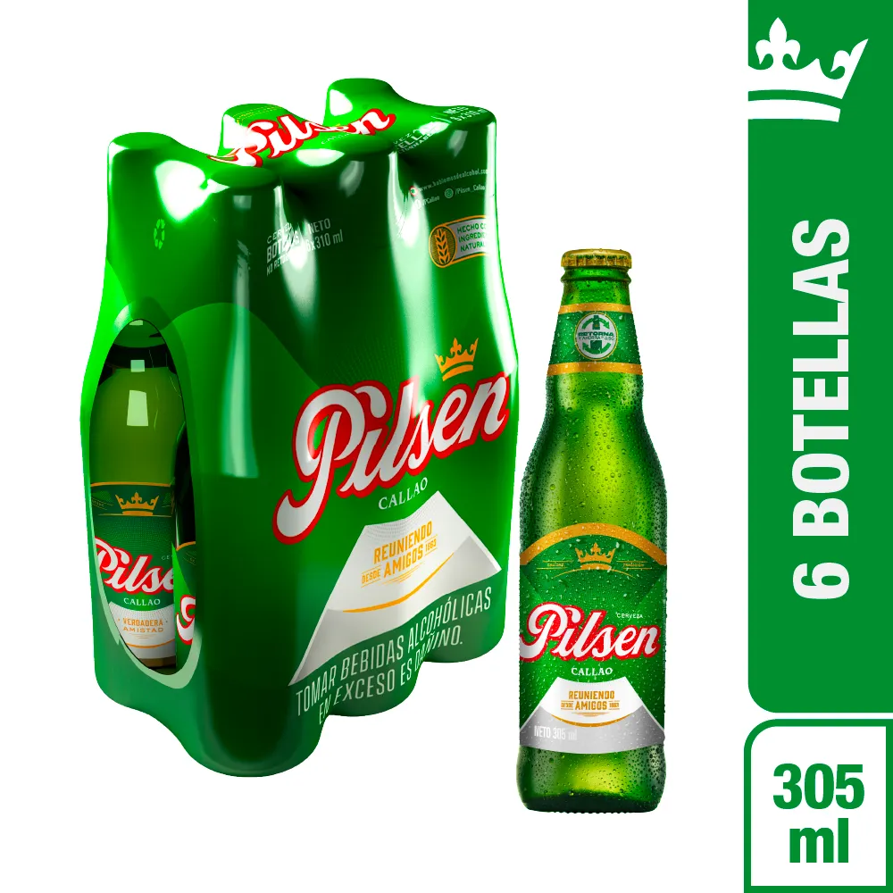 CERVEZA PILSEN CALLAO 305ML/1X6 BOTELLA