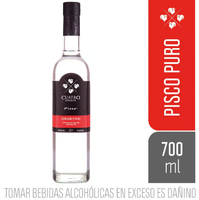 PISCO 4 GALLOS PURO  ACHOLADO 700ML