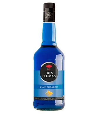 LICOR TRES PLUMAS CURACAO BLUE 700ML