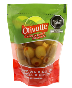 OLIVALLE ACEITUNA VERDE RELLENA CON PASTA DE PIMIENTO DOYPACK 180G