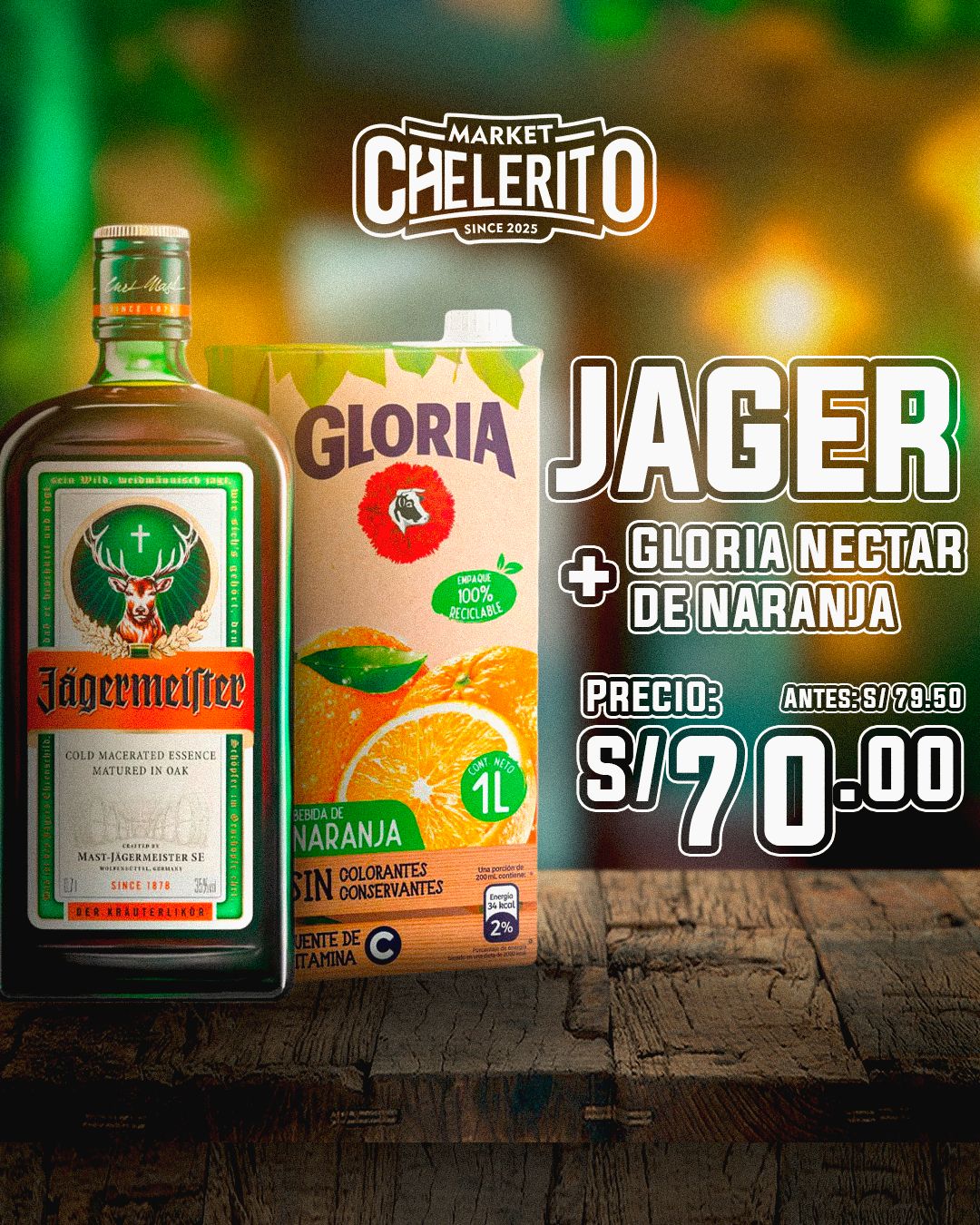 COMBO JAGER + GLORIA NECTAR NARANJA 1LT