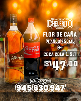 COMBO FLOR DE CAÑA 4 AÑOS + COCA COLA 1.5LT