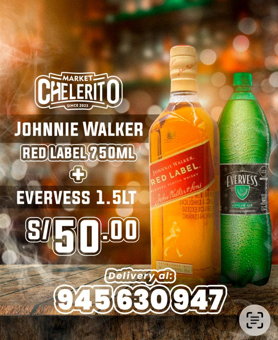 COMBO NOCHE LARGA - RED LABEL + EVERVESS 1.5L