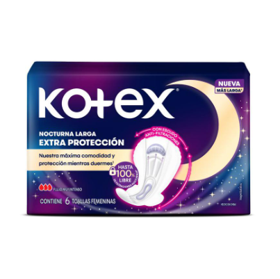 TOALLA FEMENINA KOTEX NOCTURNA LARGA X6