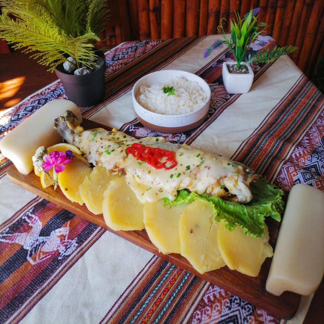 Trucha al horno con queso chachapoyano