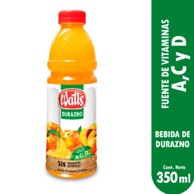 BEBIDA WATTS DE DURAZNO BOTELLA 350ML