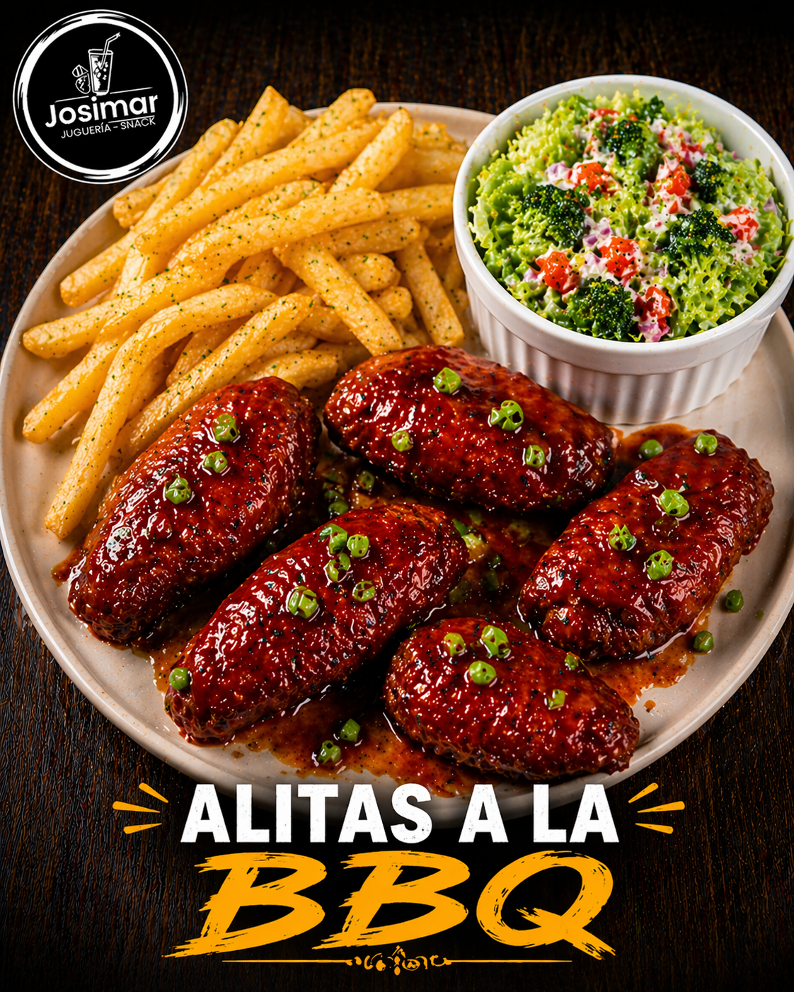 Alitas con salsa BBQ
