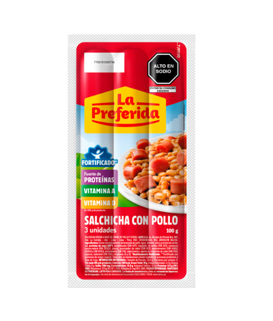 SALCHICHA CON POLLO LA PREFERIDA 100GR