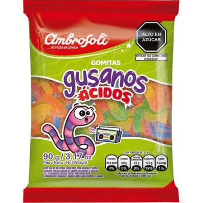 GOMAS GUSANOS ACIDOS 90 GR