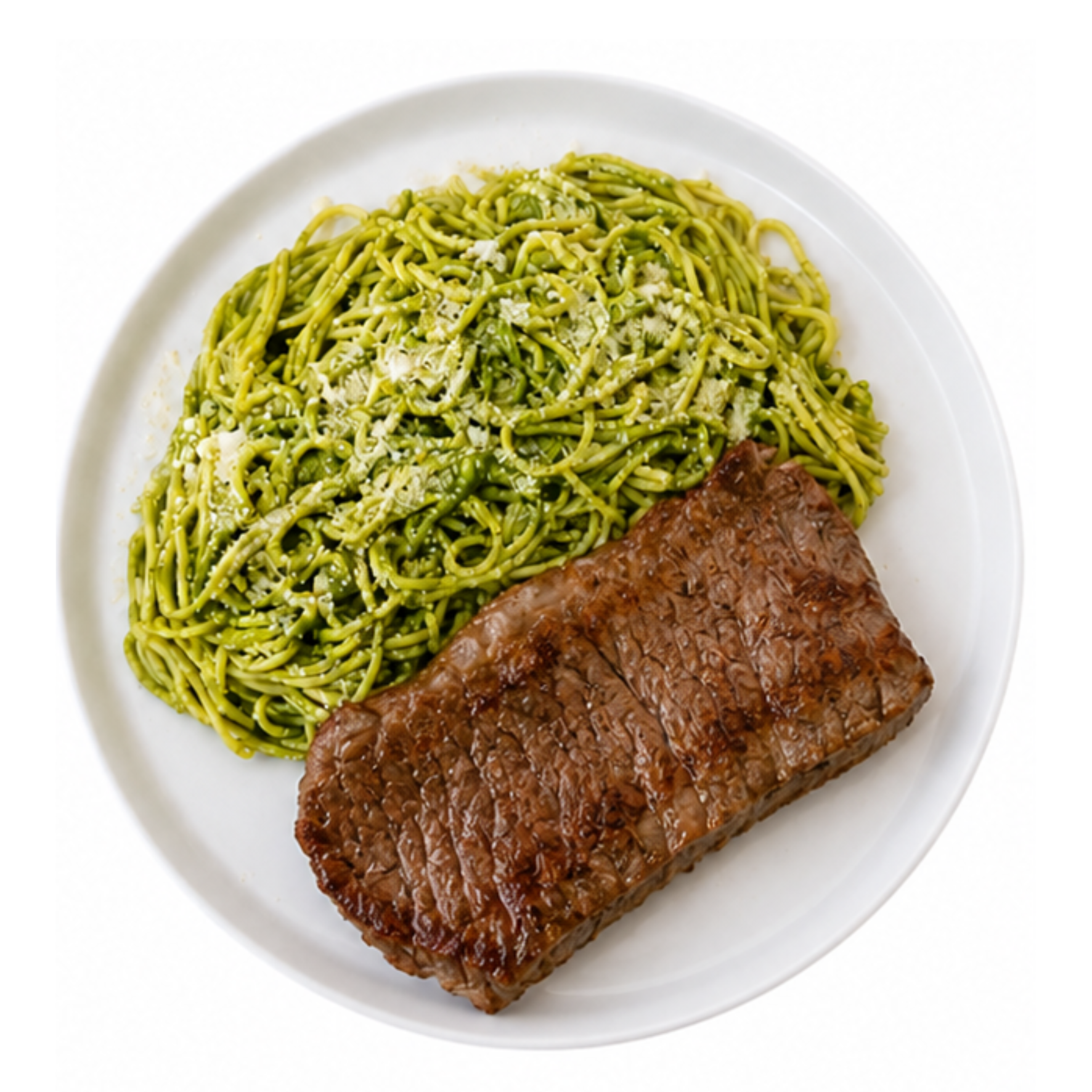 Tallarines Verdes con Bistec