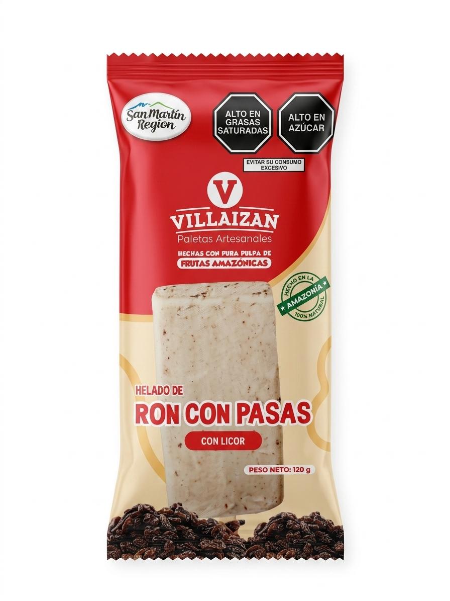 PALETA ARTESANAL RON C/PASAS C/LICOR 120G