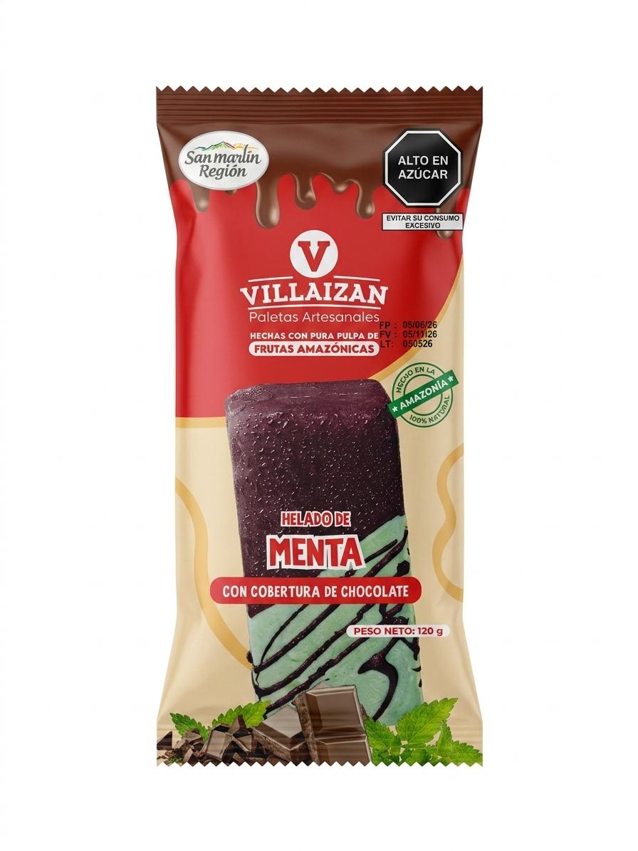 PALETA ARTESANAL MENTA C/COBERTURA DE CHOCOLATE 120G
